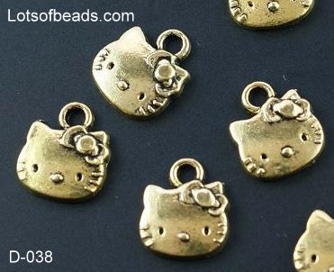 Gold Kitty Face Charm